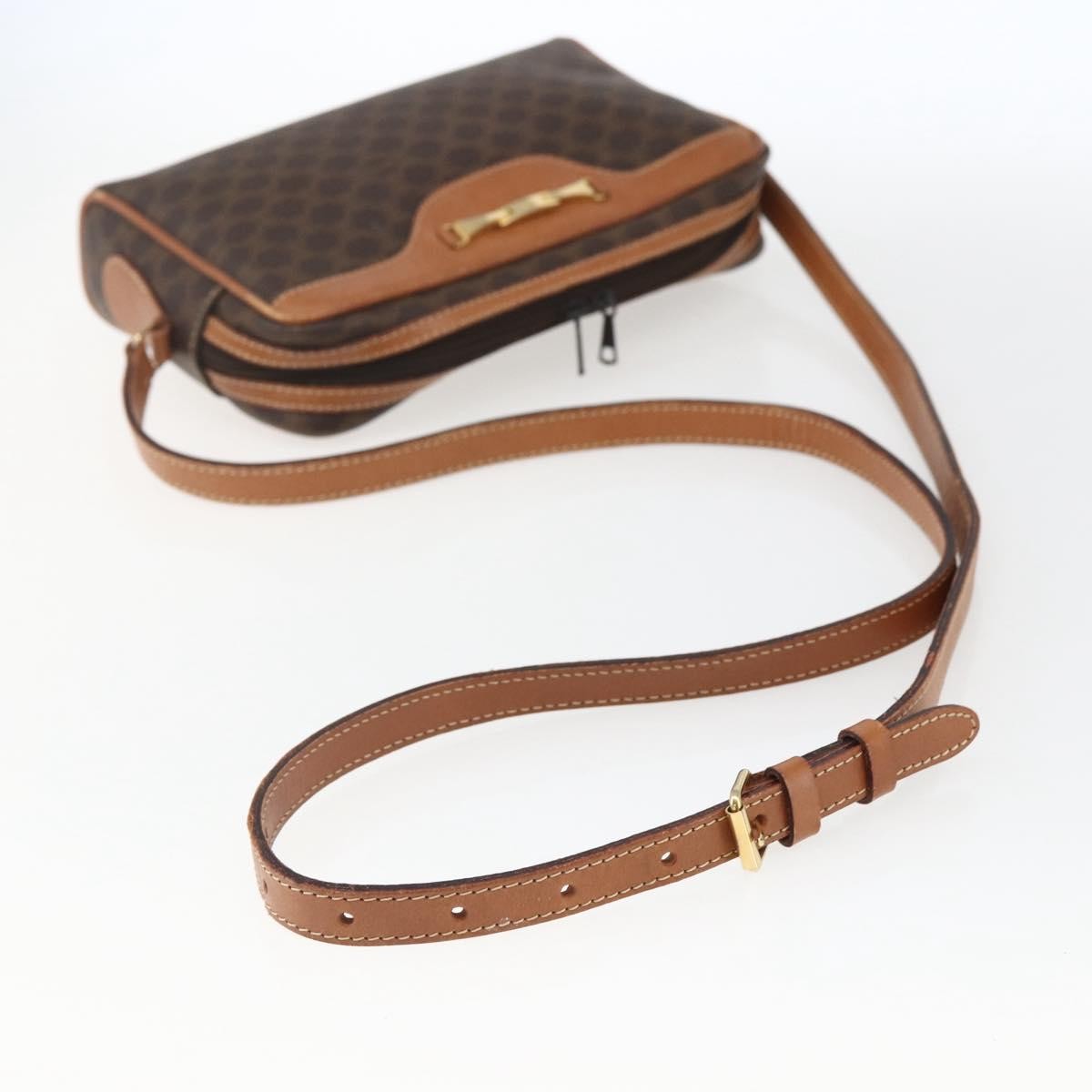 Celine Vintage Macadam Canvas And Leather Brown Canvas Shoulder Bag Bag (Pre-Owned)