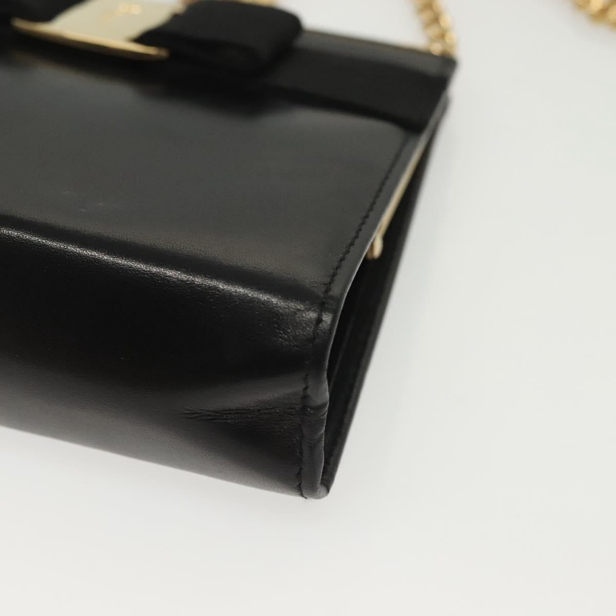 Salvatore Ferragamo Vala Leather Black Leather Shoulder Bag Bag (Pre-Owned)