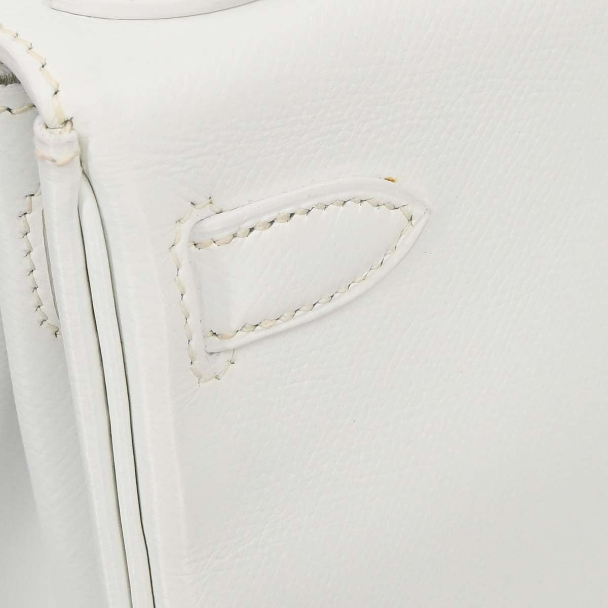 Hermes Kelly White Epsom With Palladium Hardware White Leather Handbag (Pre-Owned)