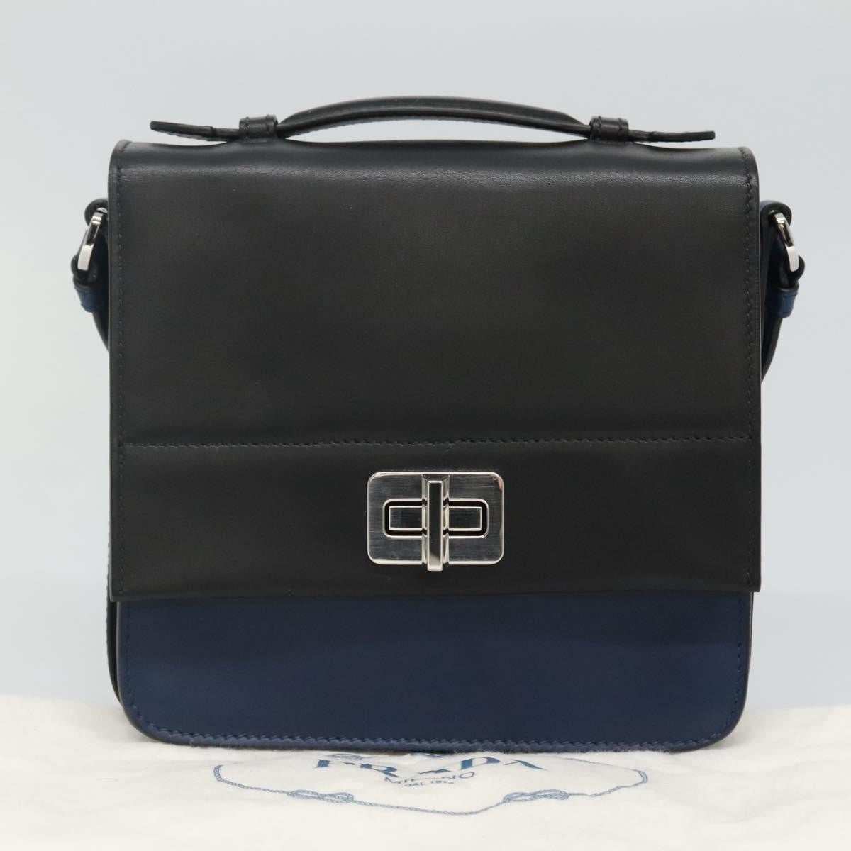 Bottega Veneta Turnlock Intrecciato Nappa Black Leather Shoulder Bag Bag (Pre-Owned)
