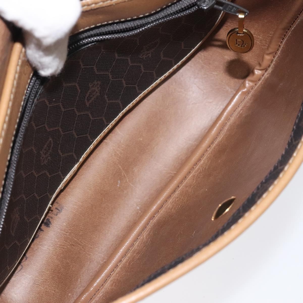 Christian Dior Vintage Honeycomb Flap Coated Canvas Black Canvas Shoulder Bag Bag (Pre-Owned)