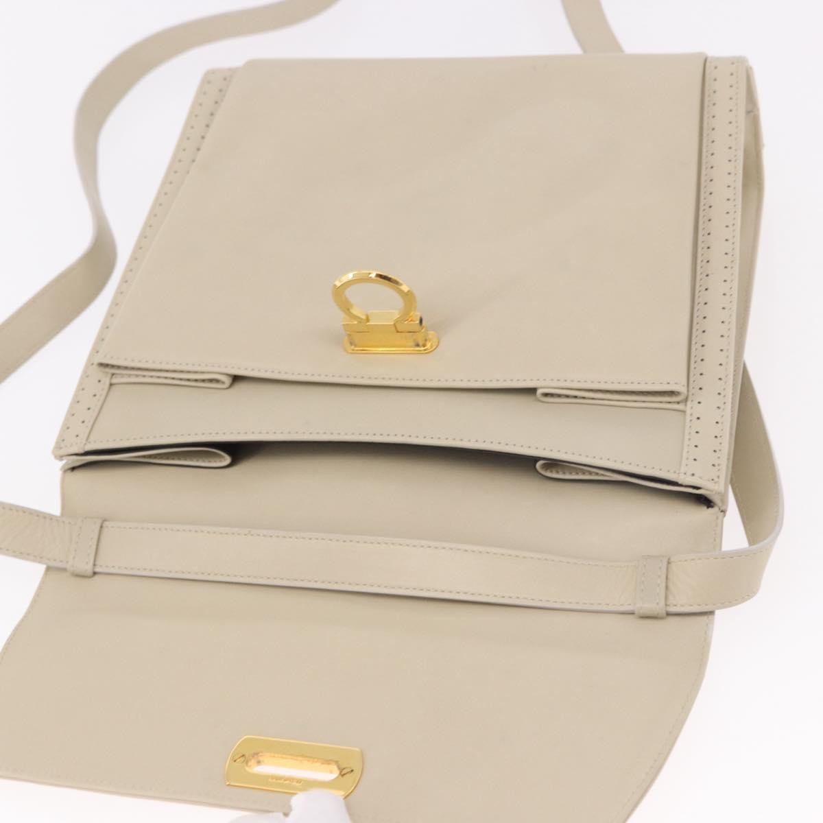 Salvatore Ferragamo Gancini Leather Beige Leather Shoulder Bag Bag (Pre-Owned)