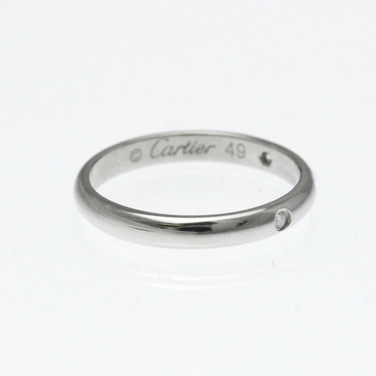 Cartier 1895 Wedding Band 3 Diamonds Platinum With Diamonds Silver Platinum Ring Jewelry (Pre-Owned)
