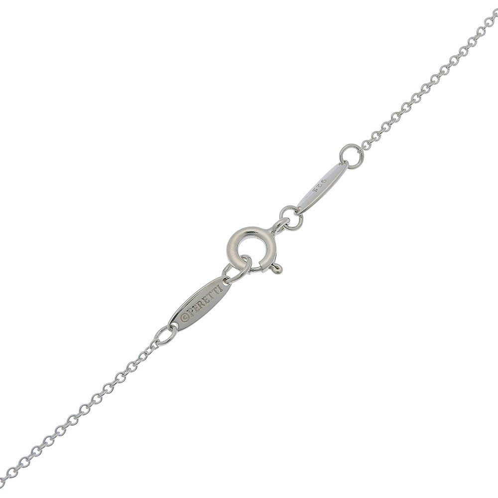 Tiffany & Co. Elsa Peretti Open Heart Pendant Sterling Silver With Pink Sapphire Silver Silver Necklace Jewelry (Pre-Owned)