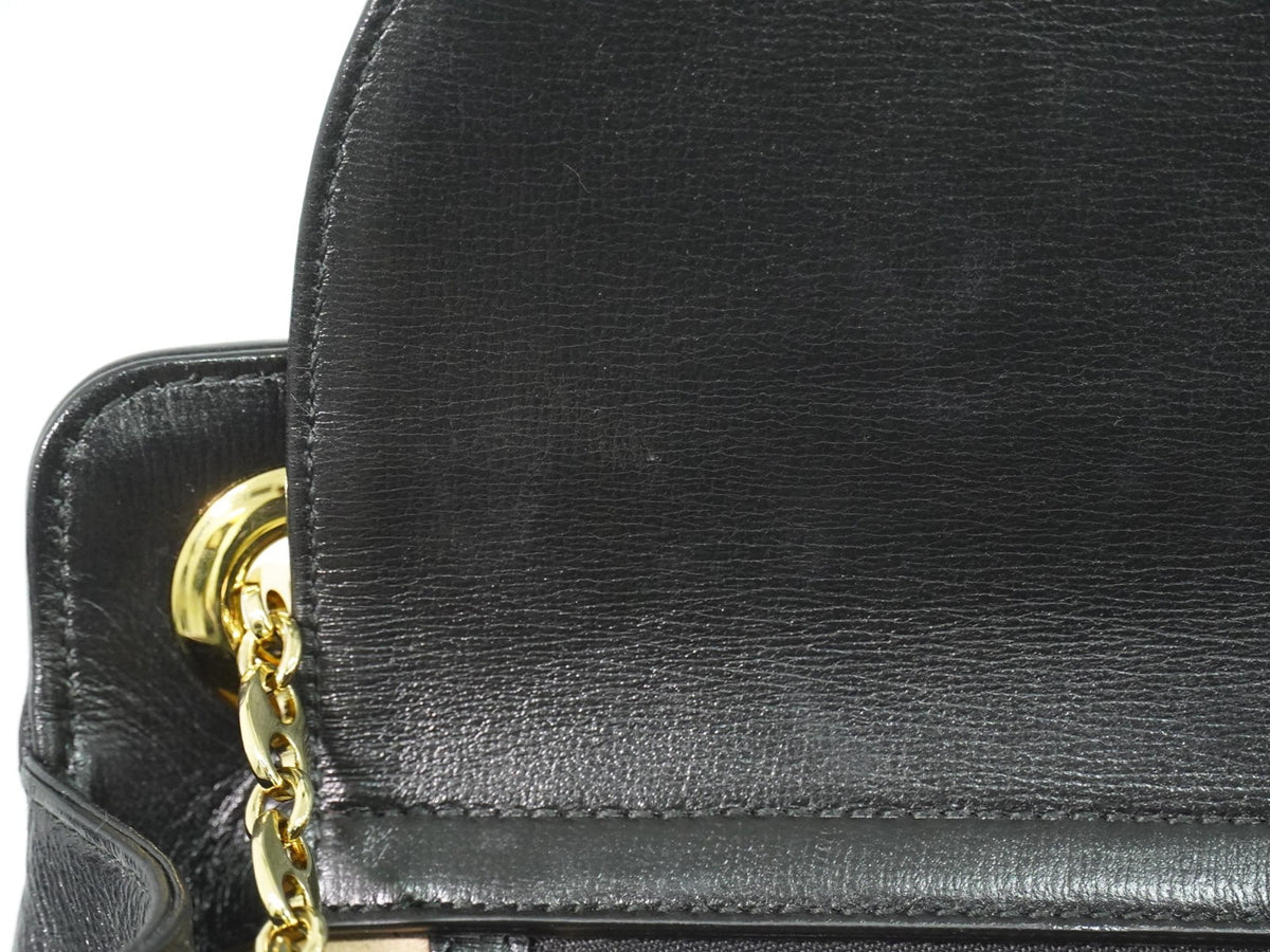 Gucci Marina Chain Leather Black Leather Shoulder Bag Bag (Pre-Owned)