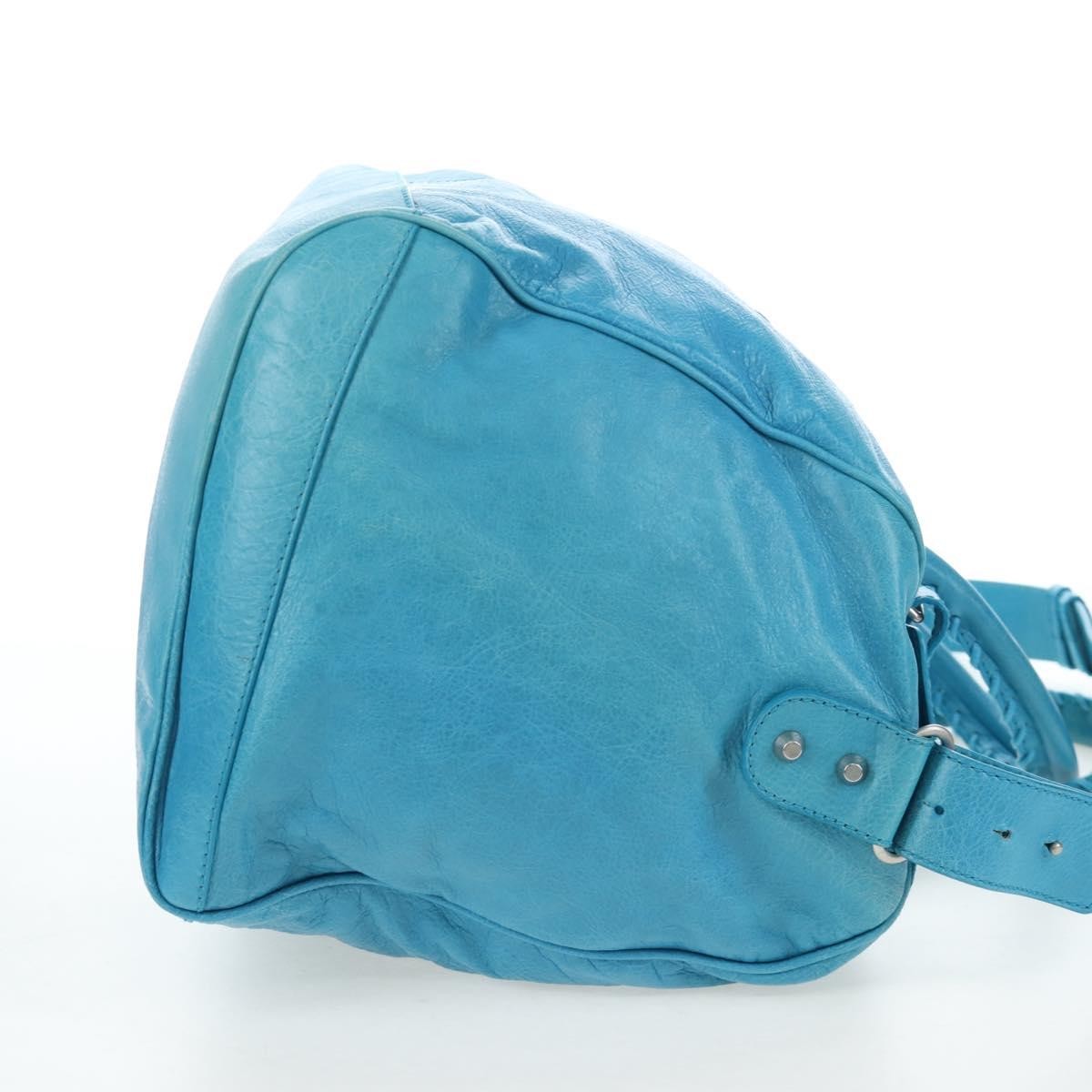 Balenciaga Squash Duffle Leather Blue Leather Handbag (Pre-Owned)