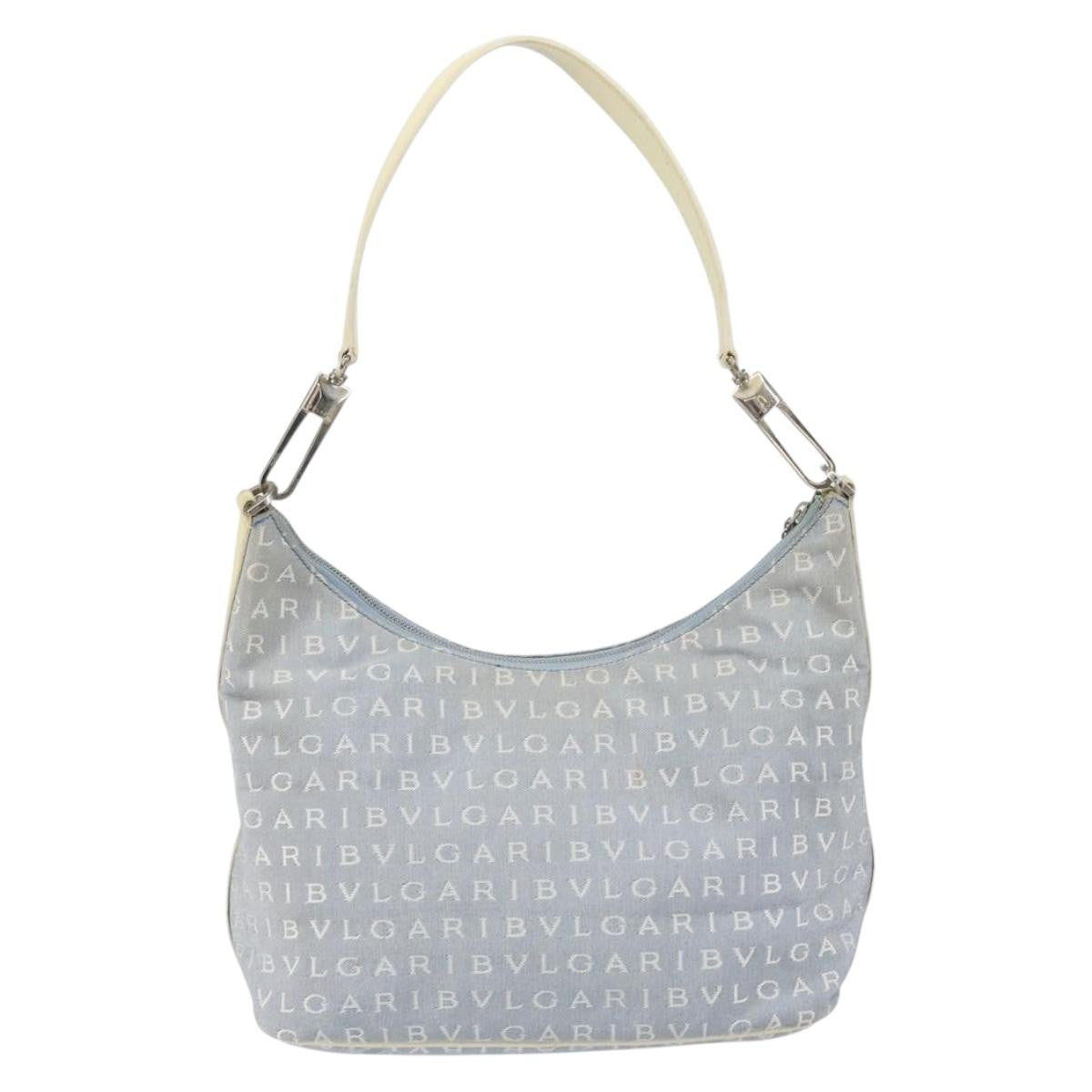 Bvlgari Logomania Canvas With Leather Blue Canvas Shoulder Bag Bag (Pre-Owned)