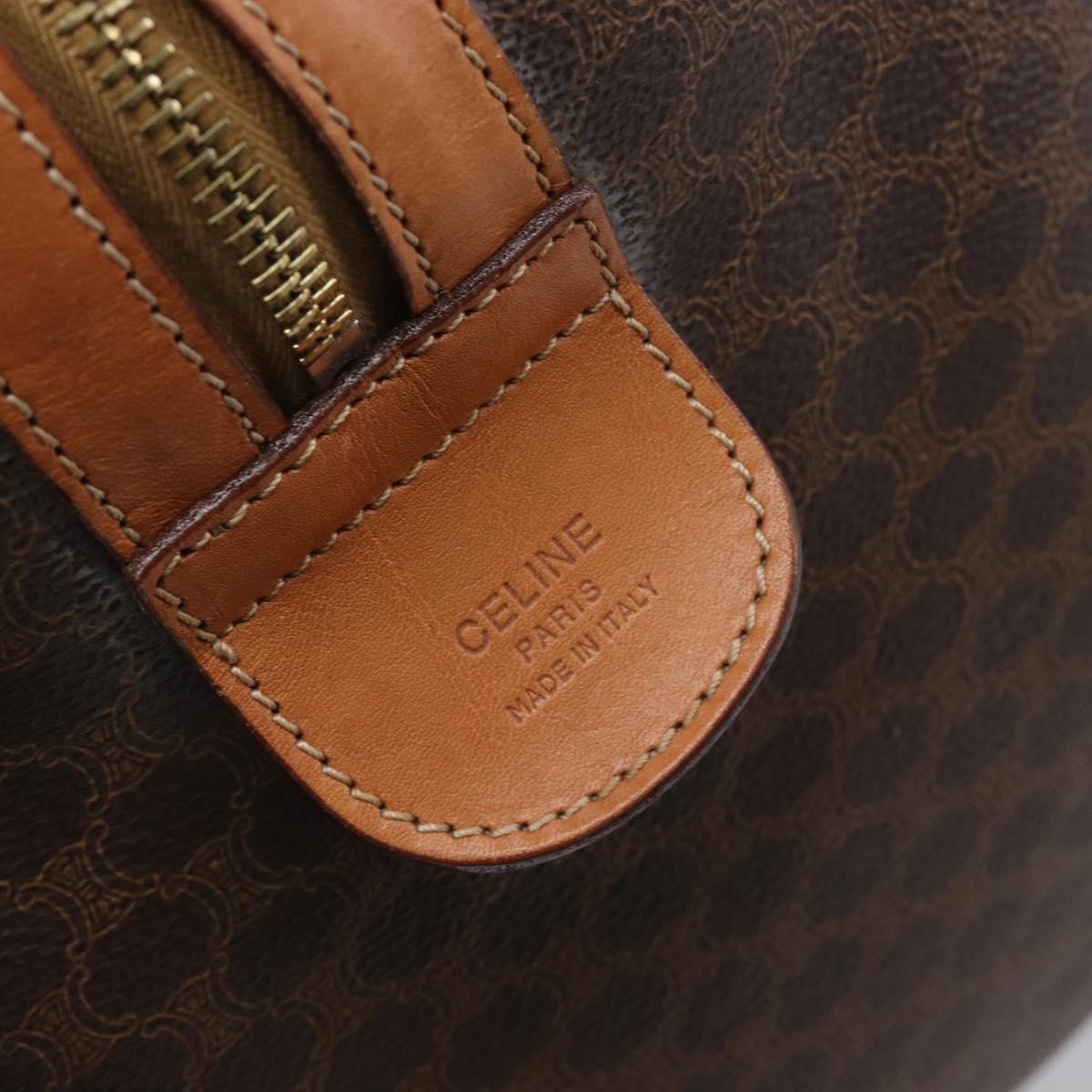 Celine Vintage Duffle Macadam Coated Canvas Brown Canvas Handbag (Pre-Owned)