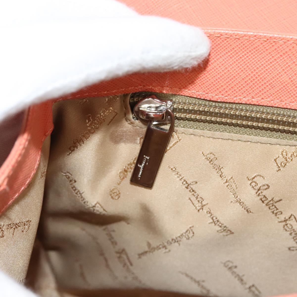 Salvatore Ferragamo Gancini Leather Orange Leather Handbag (Pre-Owned)