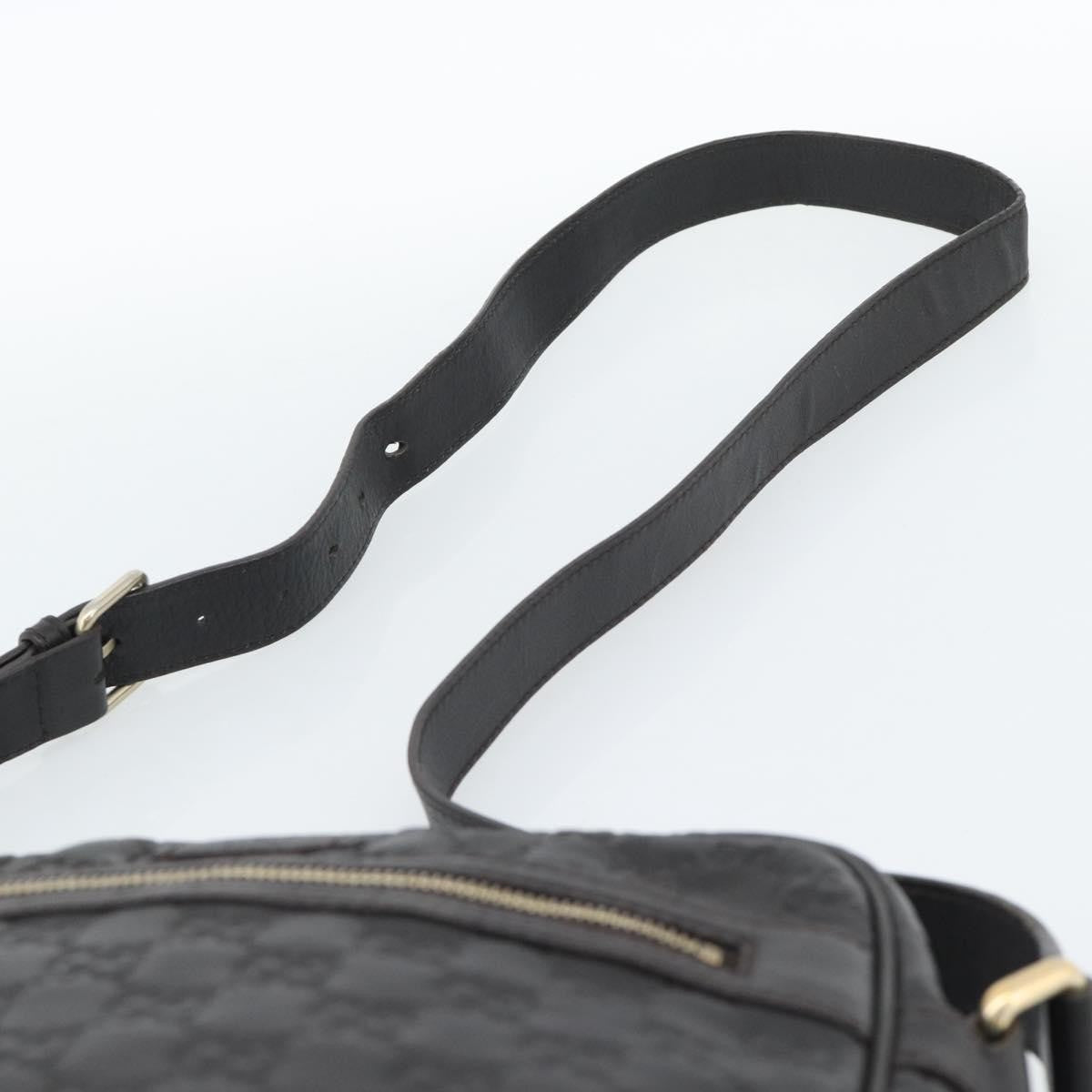 Gucci Front Zip Messenger Guccissima Leather Black Leather Shoulder Bag Bag (Pre-Owned)