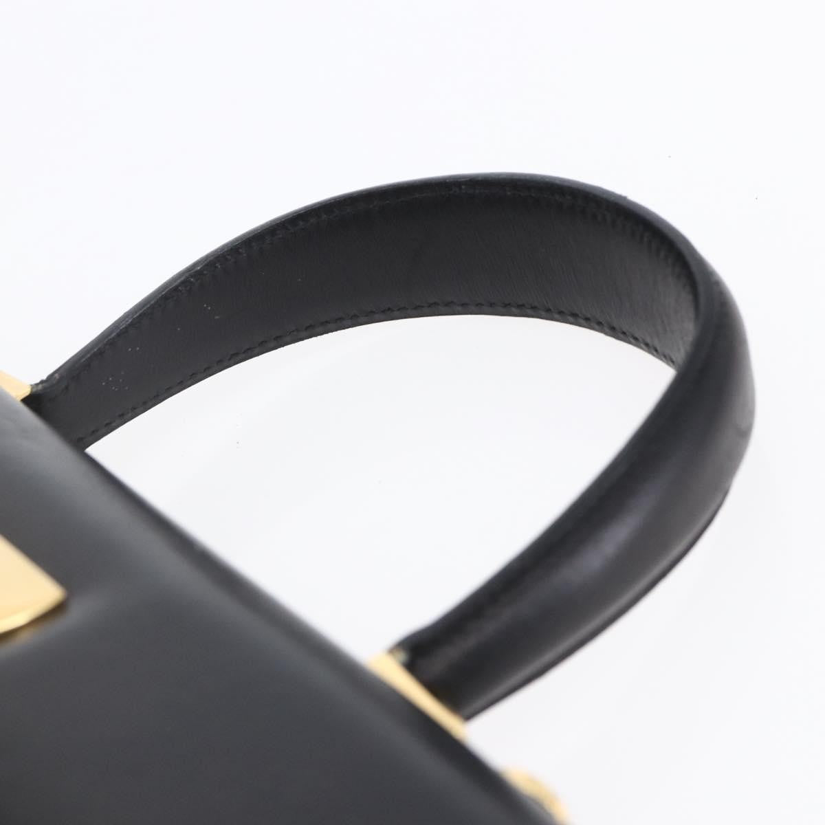 Salvatore Ferragamo Gancini Leather Black Leather Handbag (Pre-Owned)