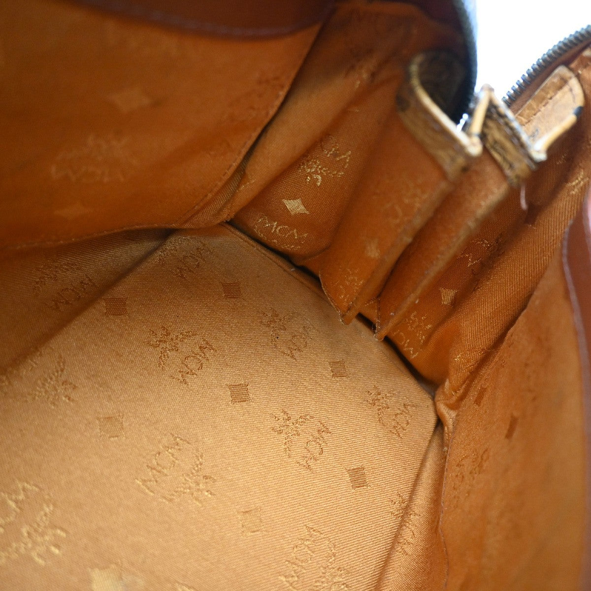 MCM Visetos Logogramme Canvas And Leather Brown Leather Handbag (Pre-Owned)