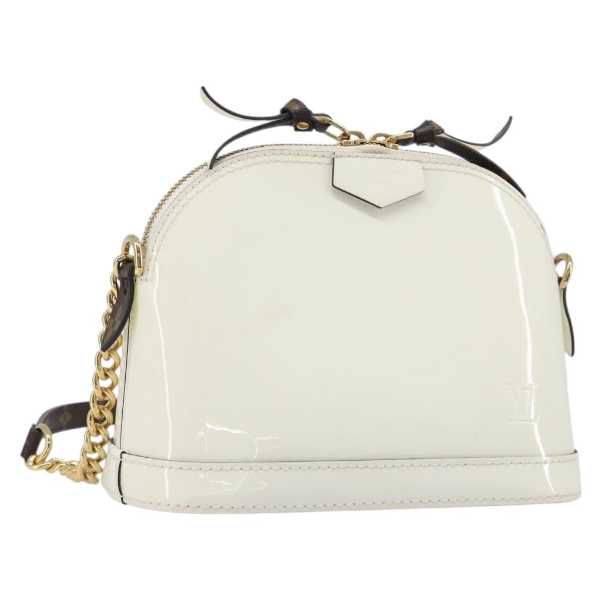Louis Vuitton Alma Chain Vernis With Monogram Canvas White Patent_Leather Handbag (Pre-Owned)