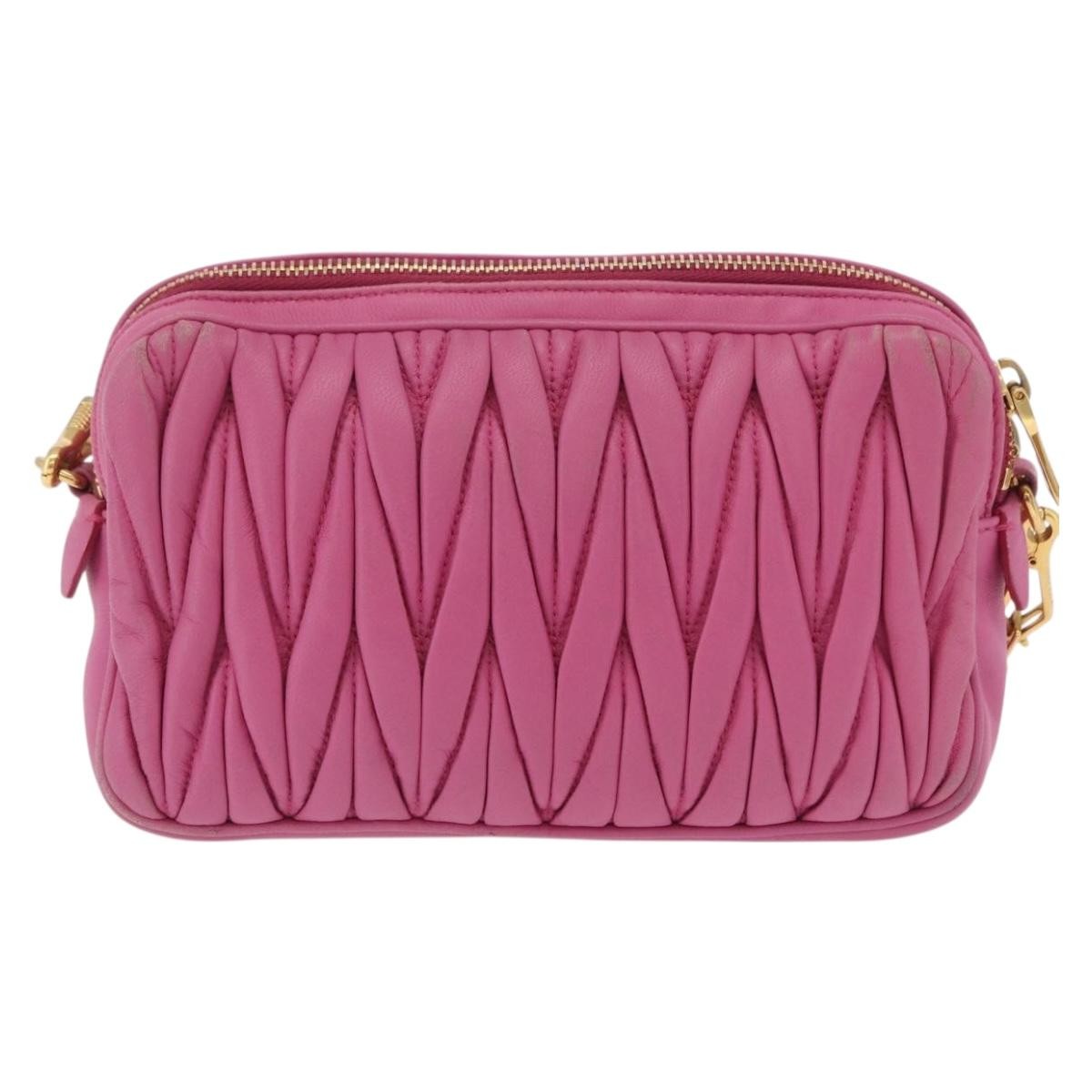 Miu Miu Tech Matelasse Leather Pink Leather Crossbody Bag Bag (Pre-Owned)