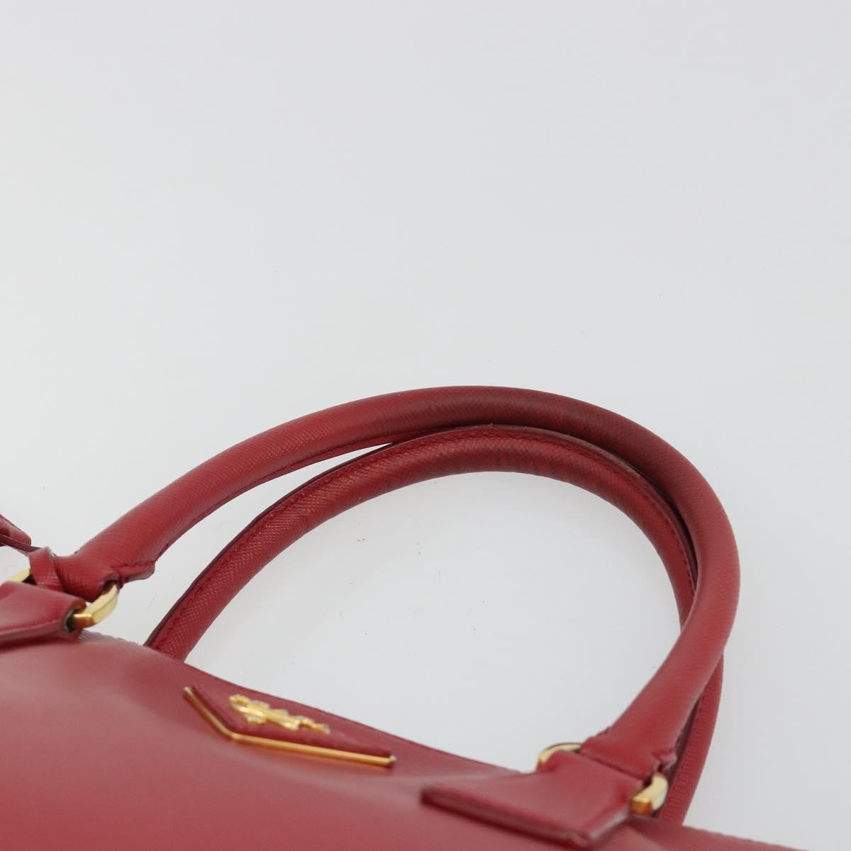 Prada Double Zip Lux Tote Saffiano Leather Red Leather Handbag (Pre-Owned)