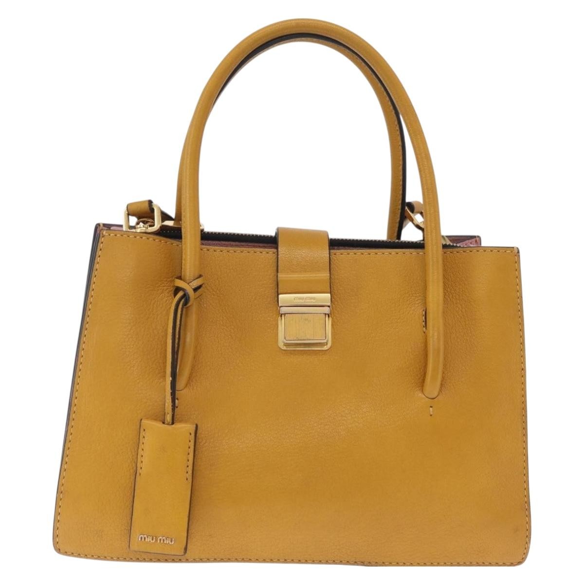 Miu Miu Madras Convertible Compartment Leather Yellow Leather Tote Bag Bag (Pre-Owned)