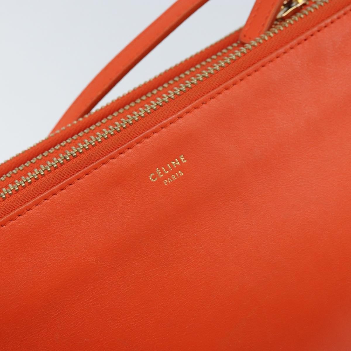 Celine Trio Leather Orange Leather Shoulder Bag Bag (Pre-Owned)