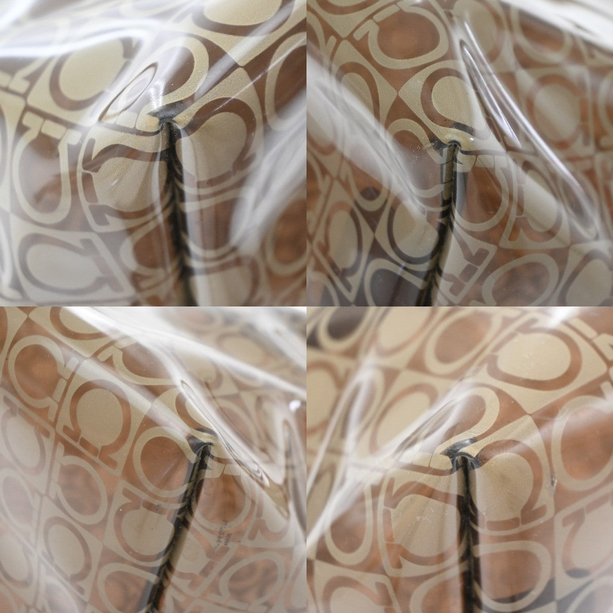 Salvatore Ferragamo Gancini Pvc Leather Brown Pvc Shoulder Bag Bag (Pre-Owned)