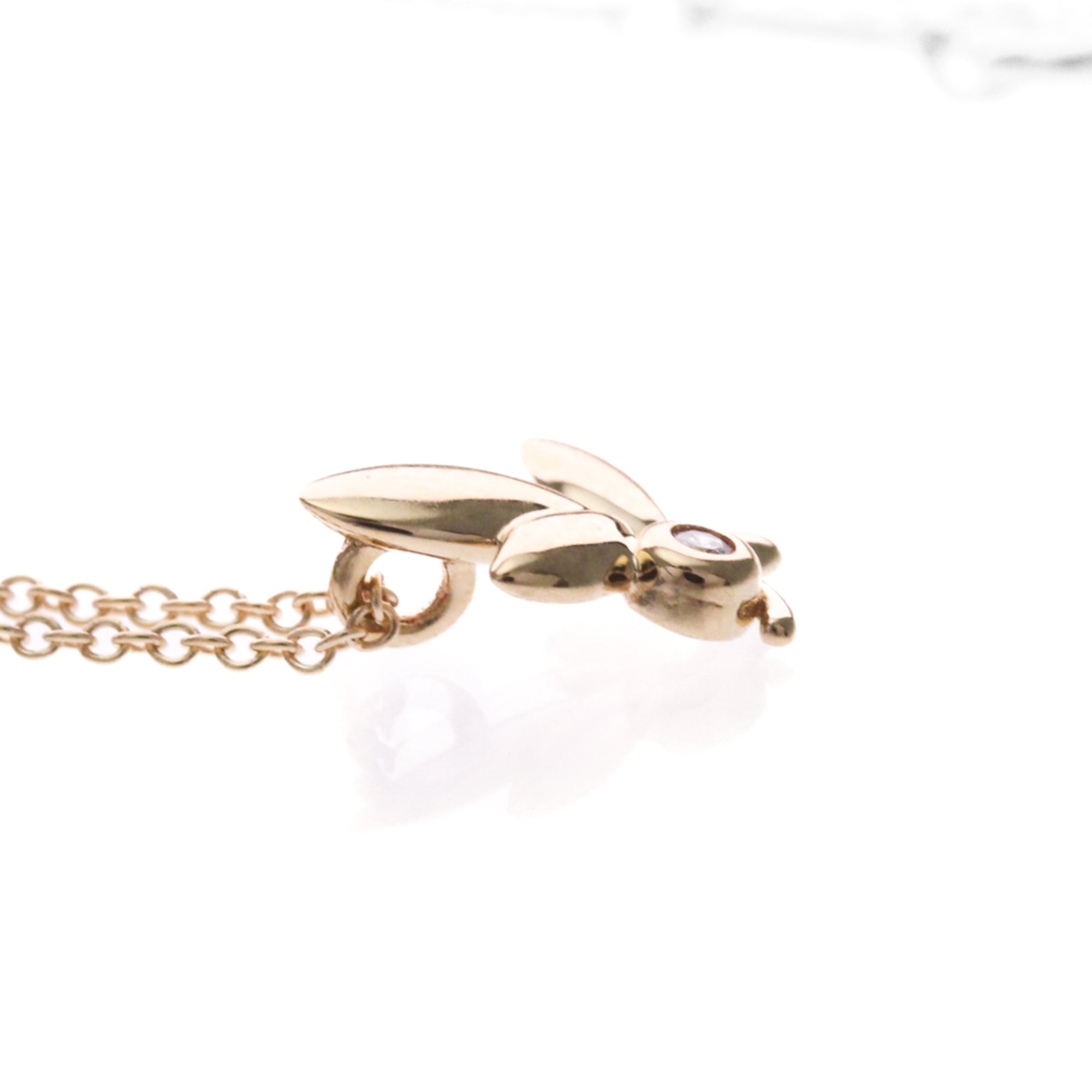 Tiffany & Co. Paloma Picasso Olive Leaf Pendant 18K Rose Gold With Diamond Gold Pink_Gold Necklace Jewelry (Pre-Owned)