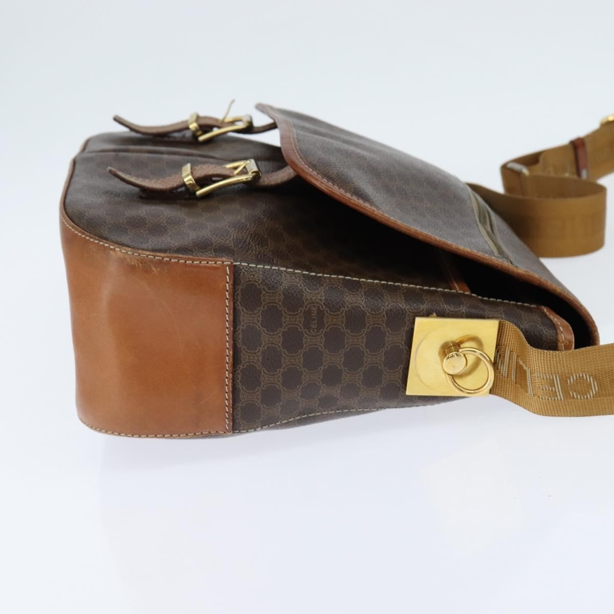Celine Vintage Macadam Canvas And Leather Brown Canvas Shoulder Bag Bag (Pre-Owned)