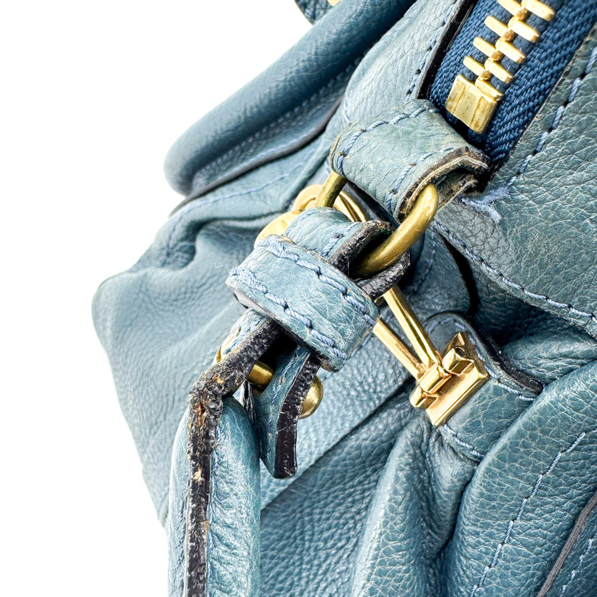 Chloe Paraty Quilted Leather Blue Leather Handbag (Pre-Owned)