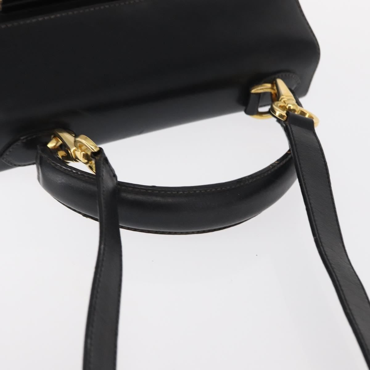 Salvatore Ferragamo Vintage Vara Bow Top Handle Leather Black Leather Handbag (Pre-Owned)