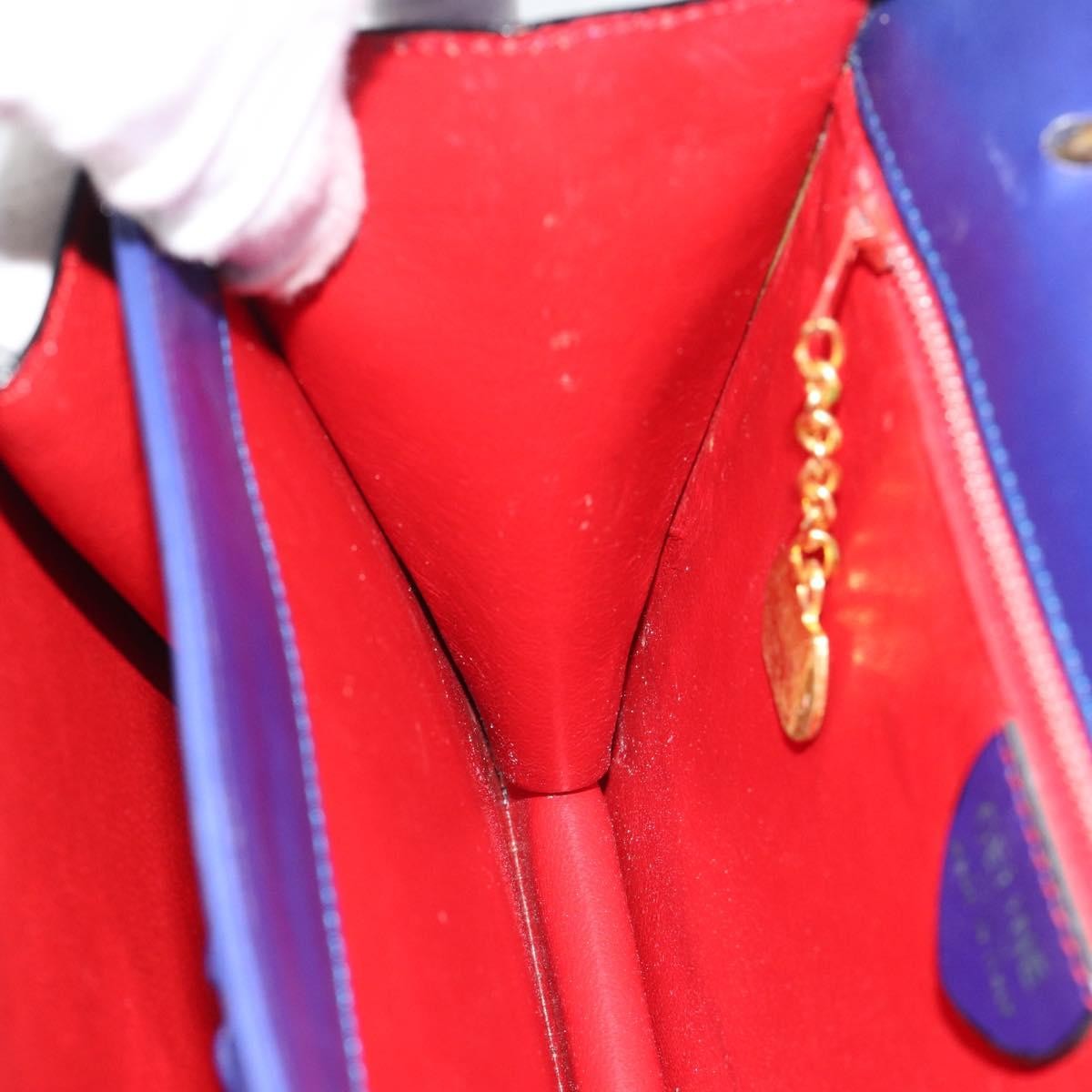 Celine Vintage Carriage Top Handle Leather Blue Leather Handbag (Pre-Owned)