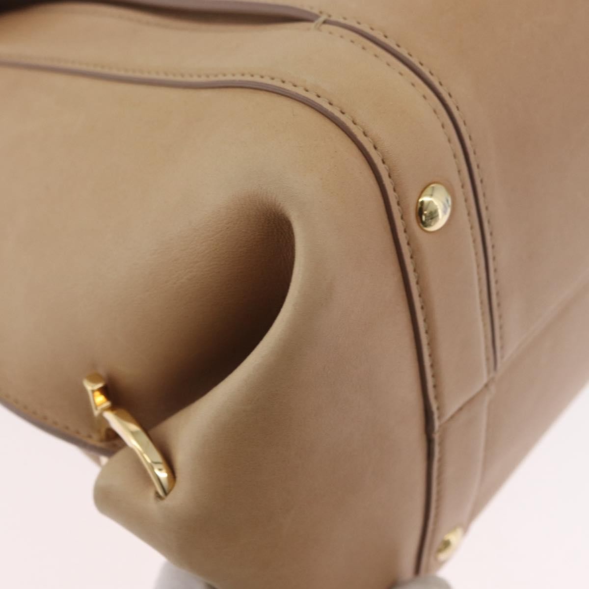 Salvatore Ferragamo Suzanna Satchel Smooth Leather Beige Leather Handbag (Pre-Owned)