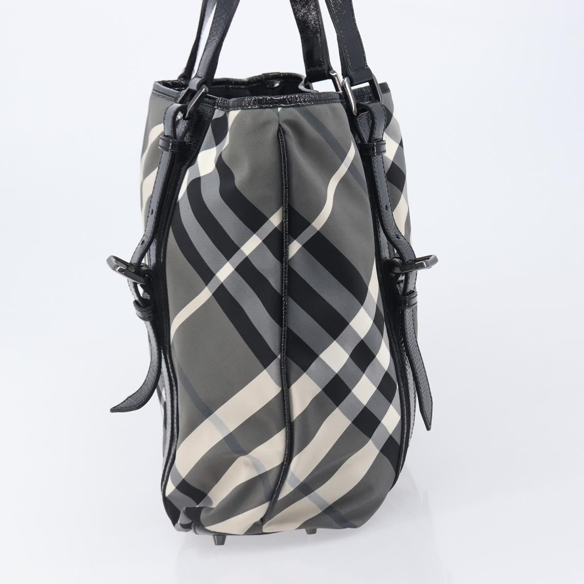 Burberry Nova Check Tote Canvas Check Pattern Black Nylon Handbag (Pre-Owned)