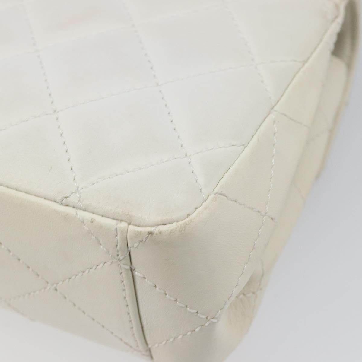 Chanel Vintage Envelope Flap Quilted Lambskin White Leather Shoulder Bag Bag (Pre-Owned)