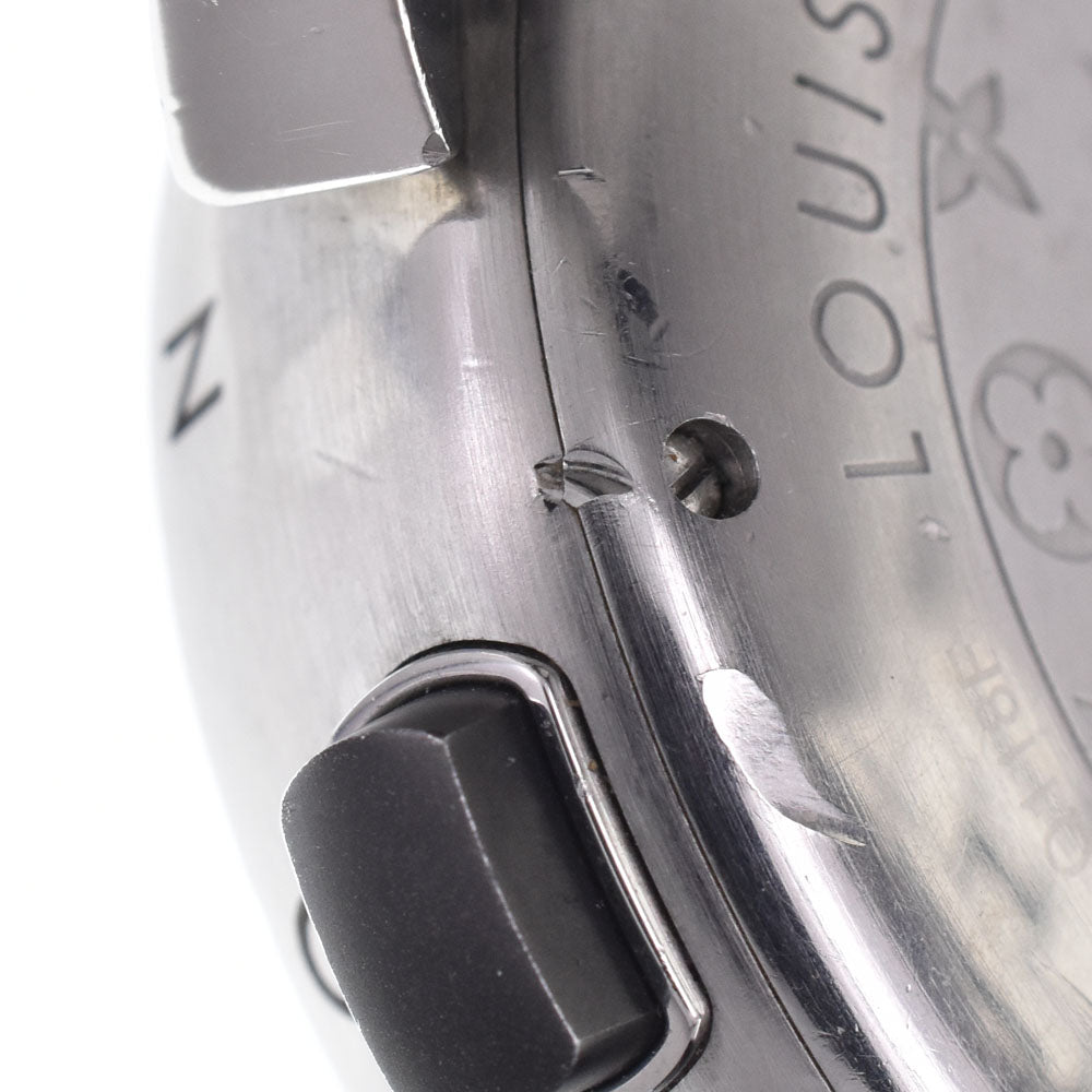 Louis Vuitton Tambour Quartz Stainless Steel And Monogram Rubber Watch (Pre-Owned)