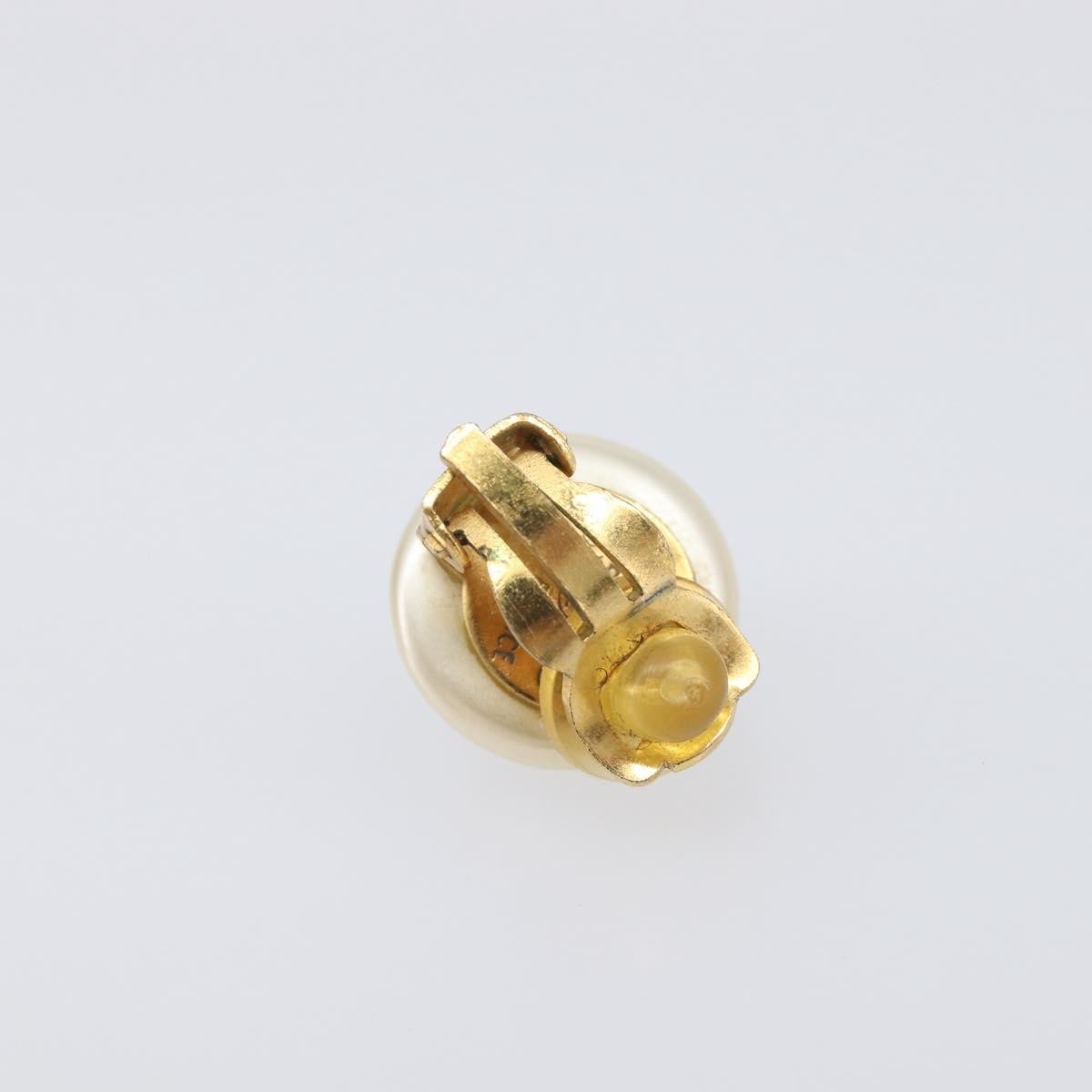 Chanel Cc Clip On Faux Pearl Embellished Metal Gold Metal Earrings Jewelry (Pre-Owned)