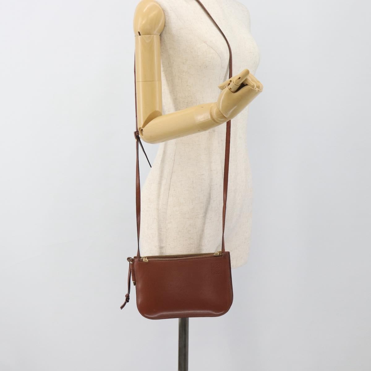 Loewe Gate Double Zip Leather Brown Leather Crossbody Bag Bag (Pre-Owned)