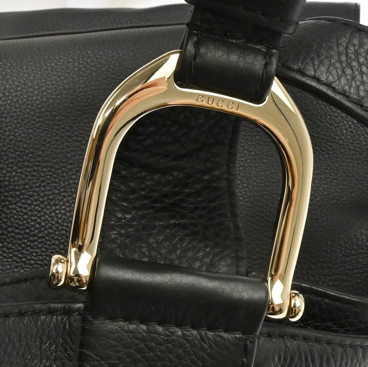 Gucci Greenwich Tote Leather Black Leather Tote Bag Bag (Pre-Owned)