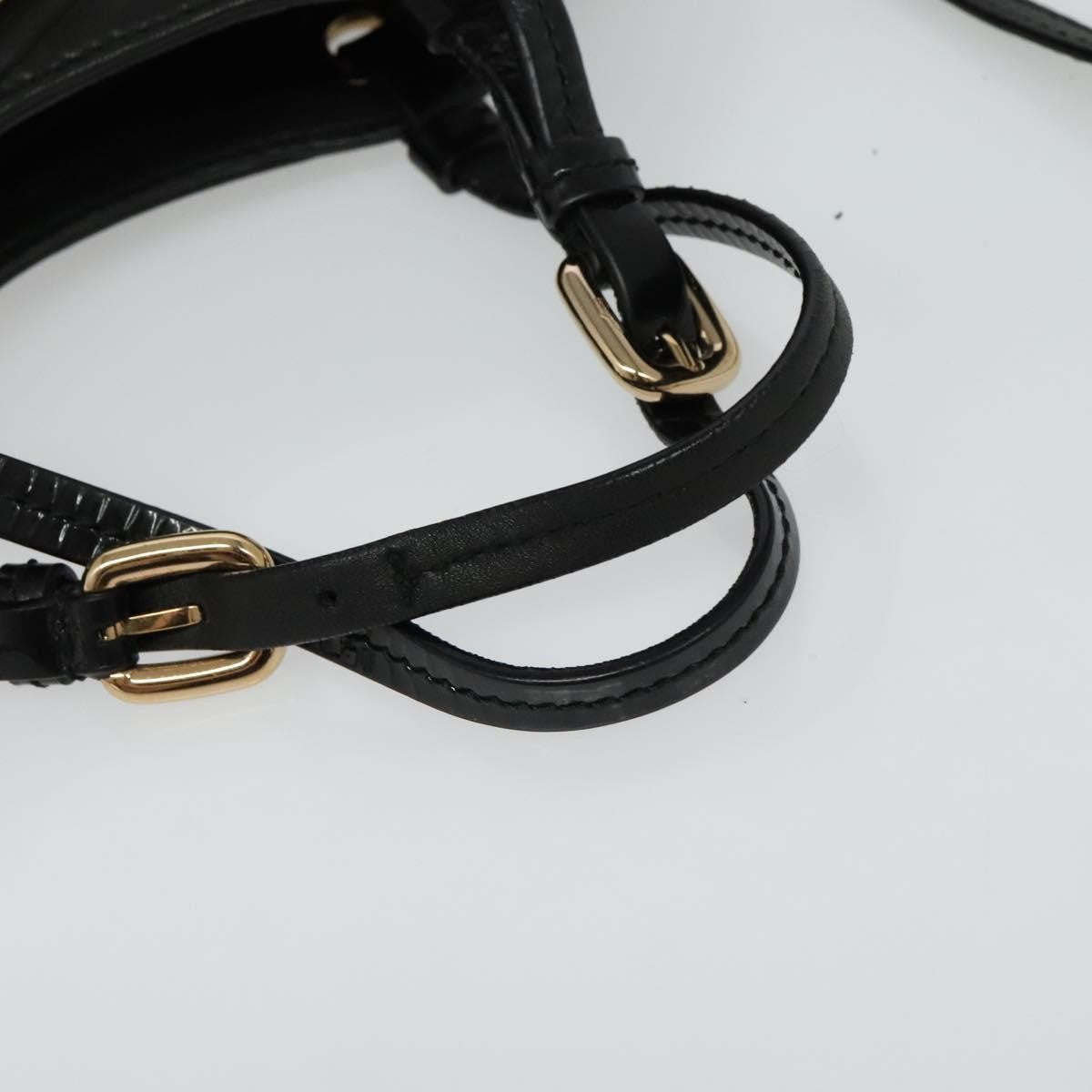 Salvatore Ferragamo Vala Patent Leather Black Patent_Leather Handbag (Pre-Owned)