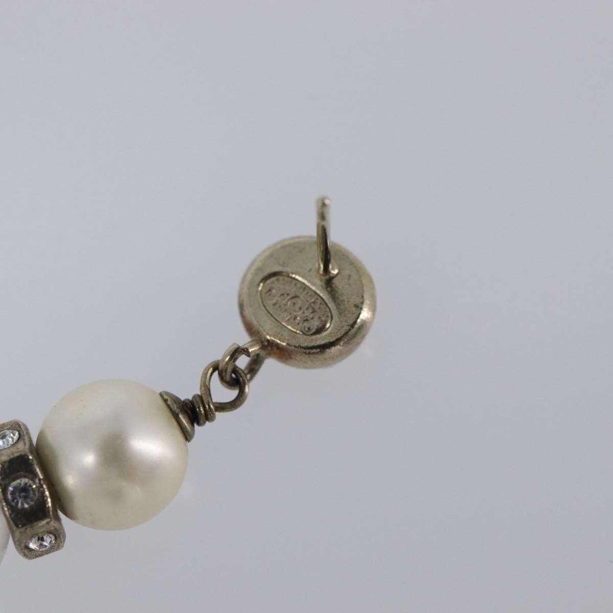 Chanel Cc Pearl Drop Faux Pearl And Metal Silver Metal Earrings Jewelry (Pre-Owned)