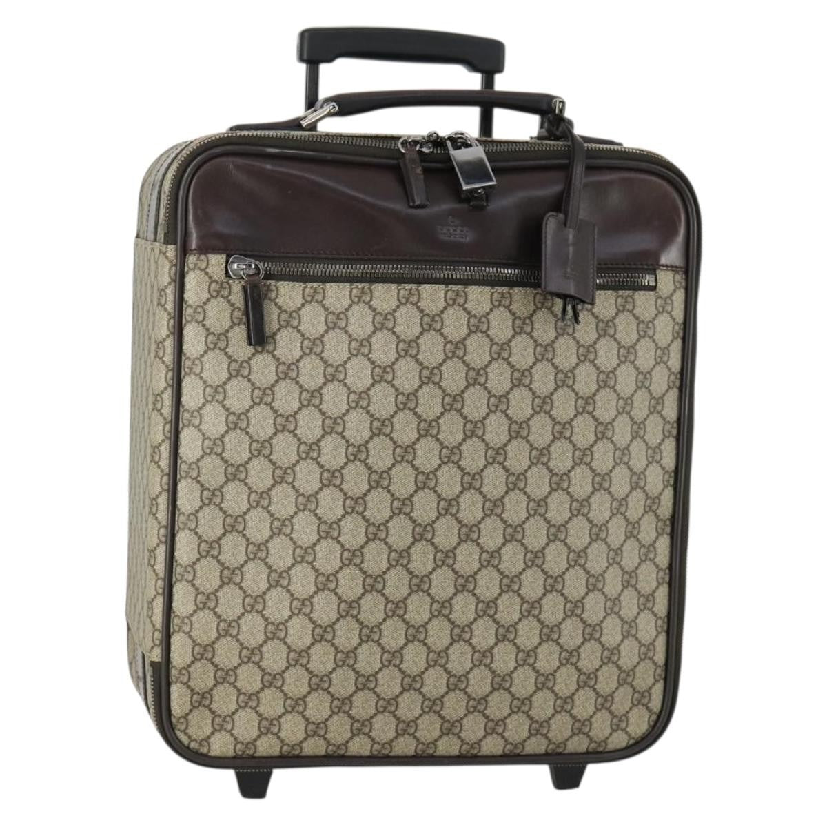 Gucci Web Trolley Rolling Luggage Gg Coated Canvas Beige Pvc Travel Bag Bag (Pre-Owned)