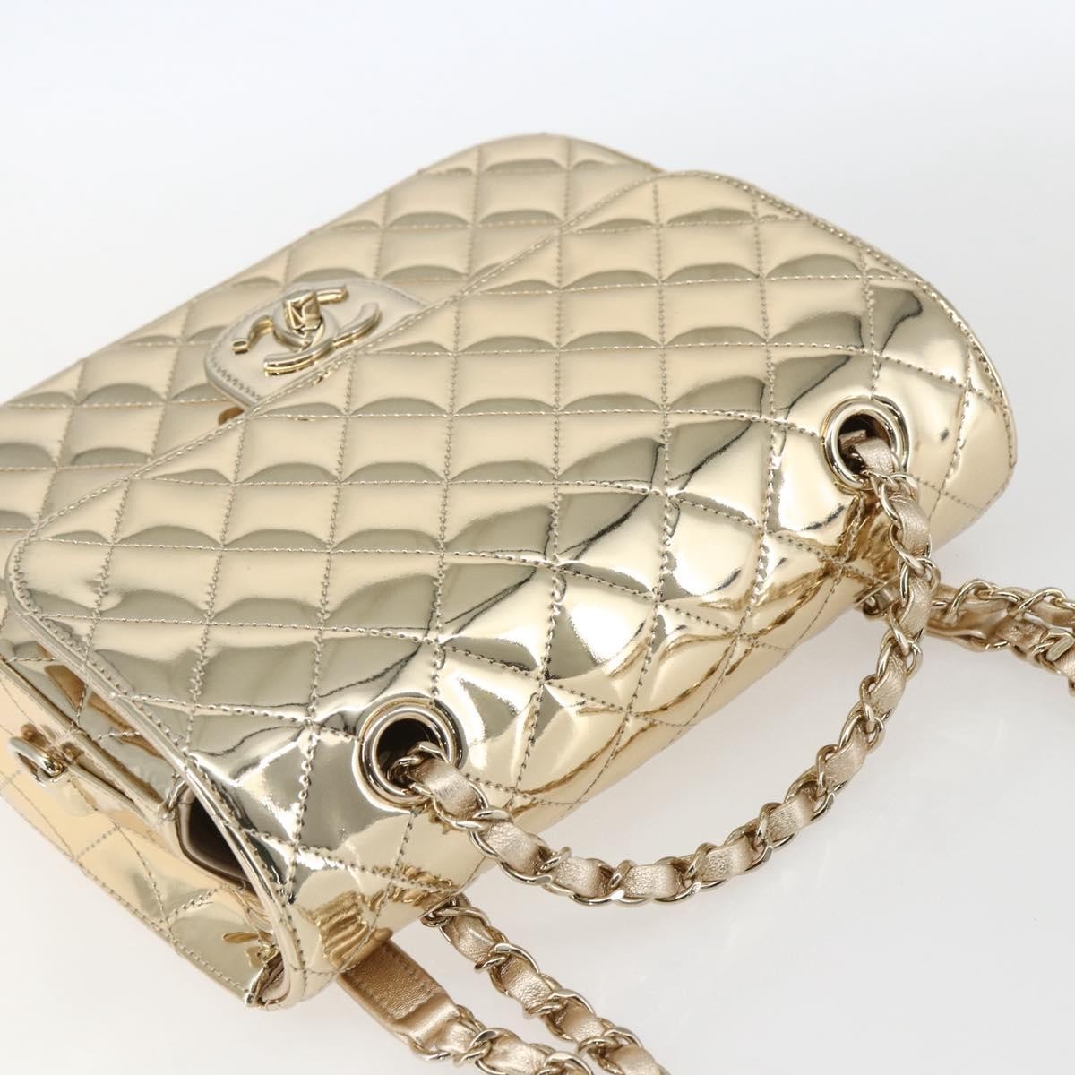 Chanel Hollywood Boulevard Backpack With Star Coin Purse Quilted Metallic Leather Gold Patent_Leather Backpack Bag (Pre-Owned)