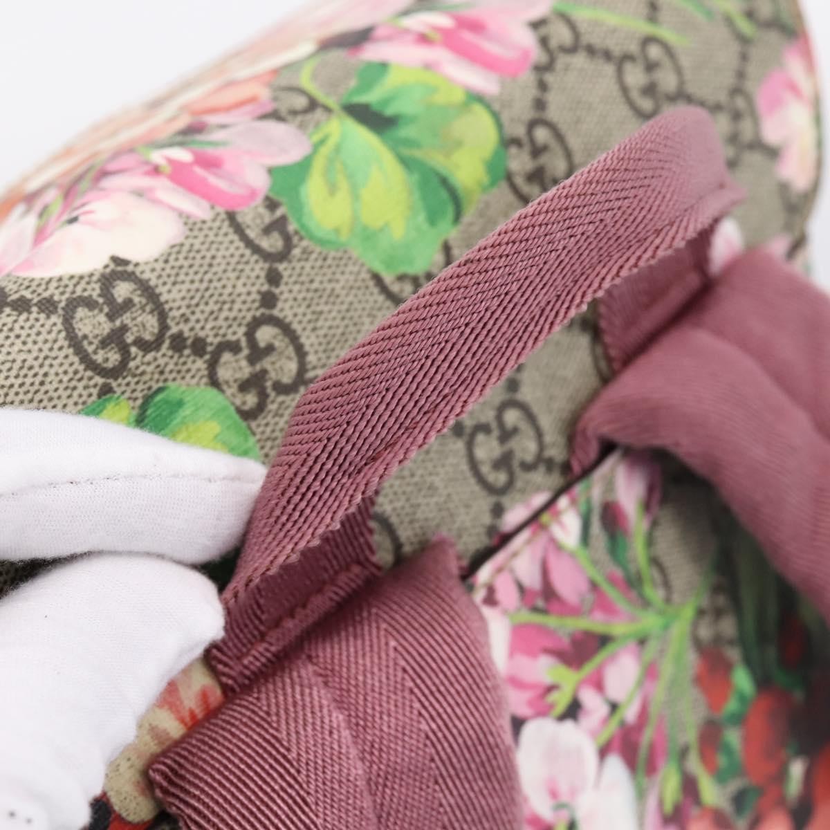 Gucci Buckle Blooms Print Gg Coated Canvas Beige Canvas Backpack Bag (Pre-Owned)