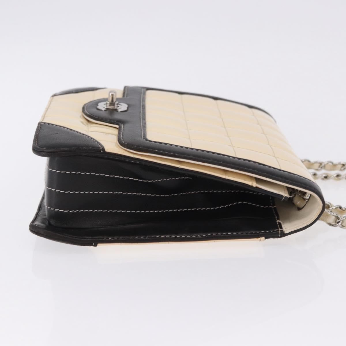 Chanel Vintage Chocolate Bar Cc Flap Patent Leather Beige Patent_Leather Shoulder Bag Bag (Pre-Owned)