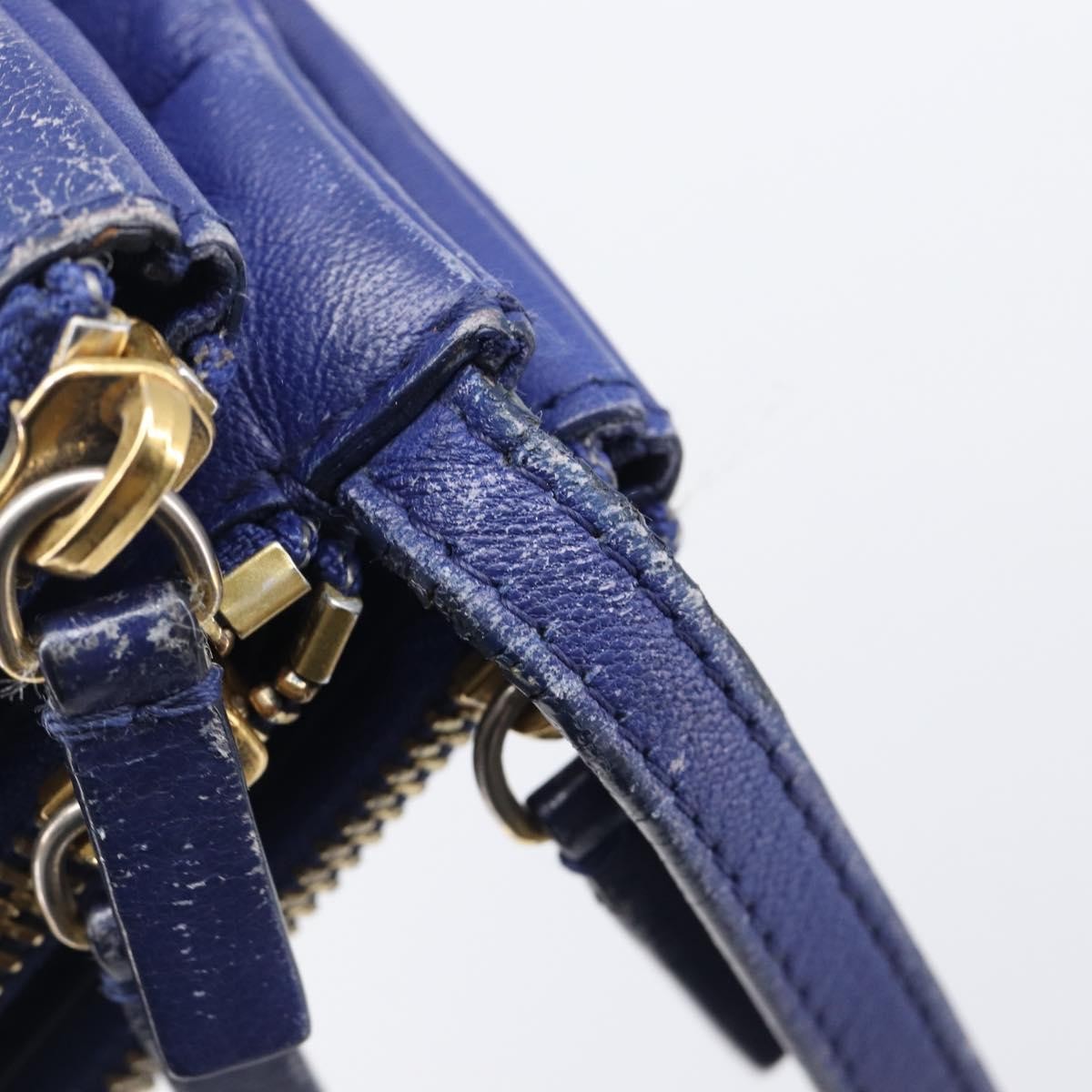 Celine Trio Leather Blue Leather Crossbody Bag Bag (Pre-Owned)