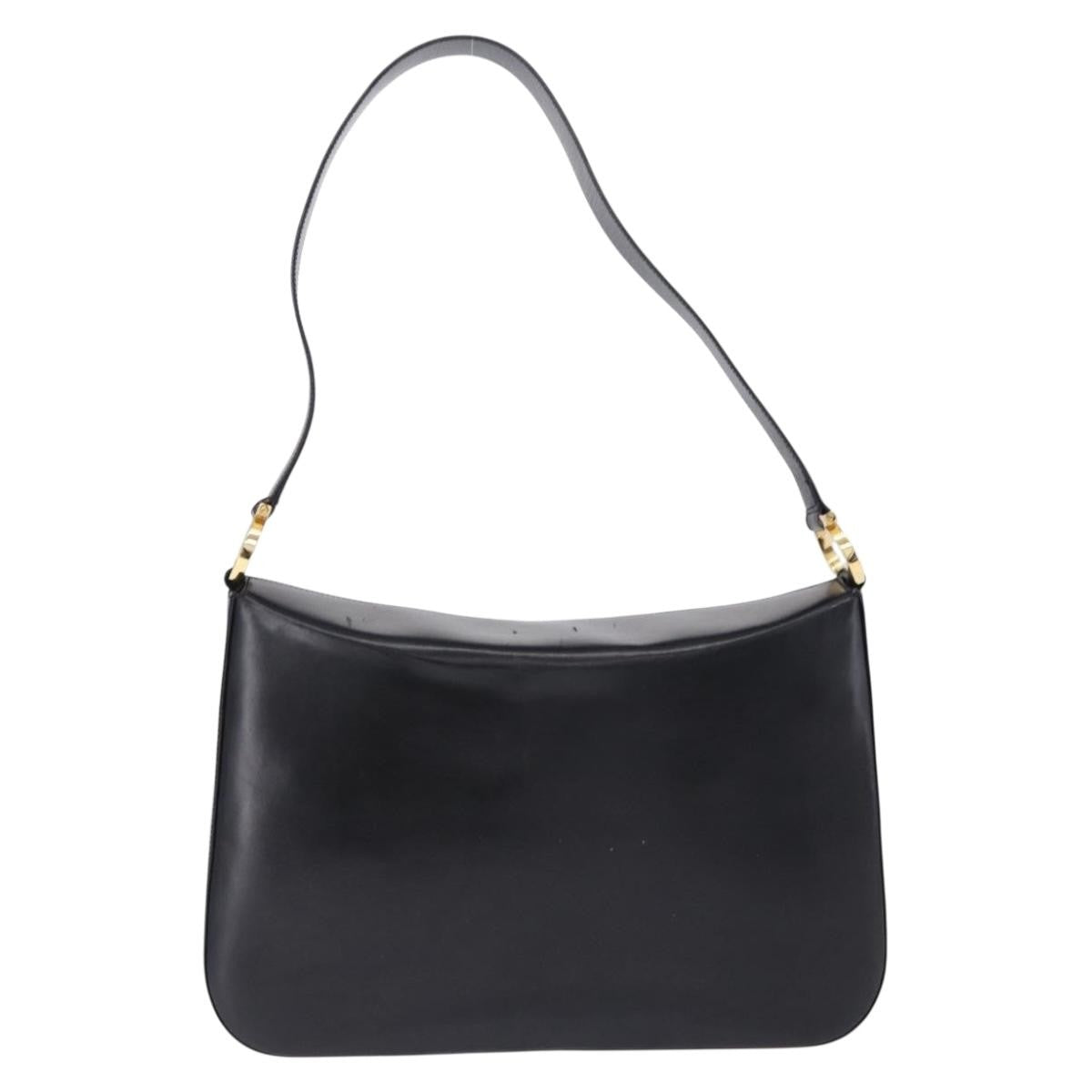 Salvatore Ferragamo Gancini Leather Black Leather Shoulder Bag Bag (Pre-Owned)