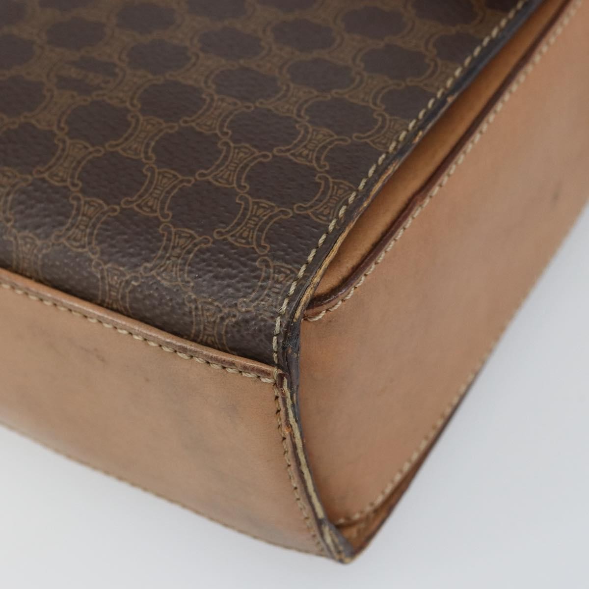 Celine Vintage Macadam Circle Logo Canvas And Leather Brown Canvas Shoulder Bag Bag (Pre-Owned)