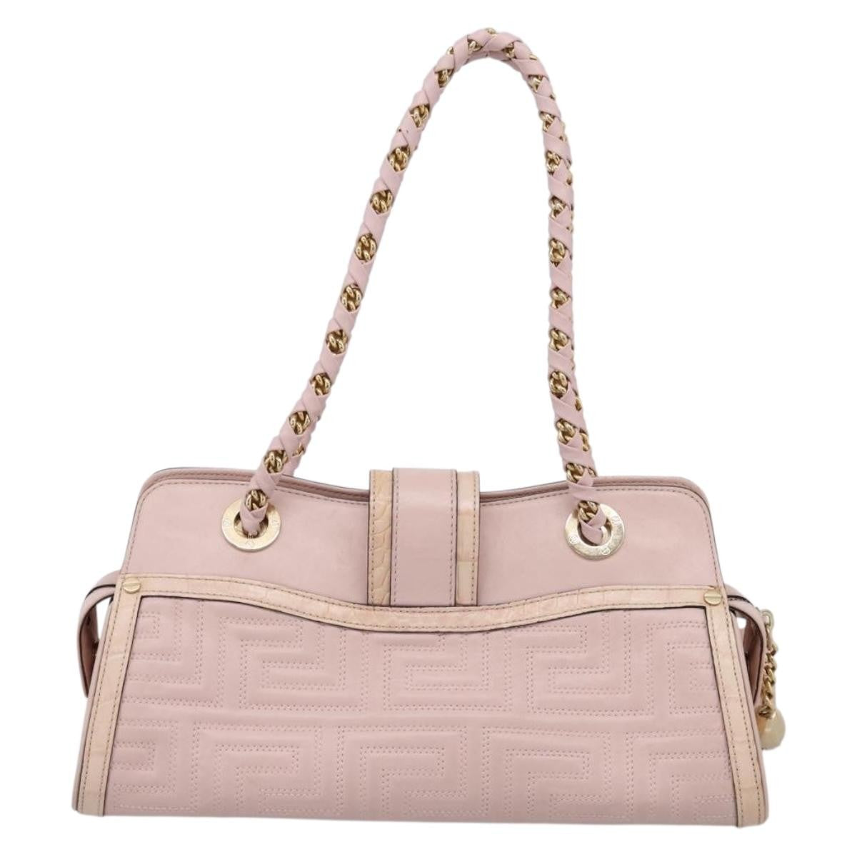 Versace Vintage Tote Leather Pink Leather Tote Bag Bag (Pre-Owned)