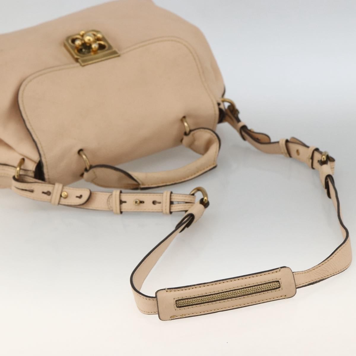 Chloe Elsie Convertible Satchel Leather Beige Leather Handbag (Pre-Owned)