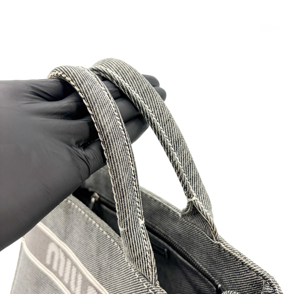 Miu Miu My Logo Leather Black Denim_Jeans Crossbody Bag Bag (Pre-Owned)