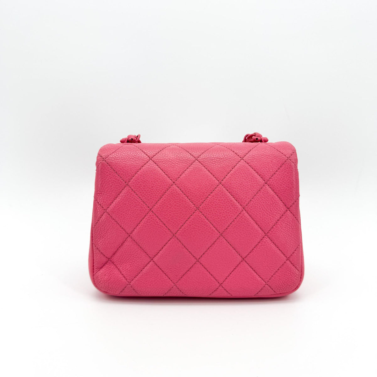 Chanel Classic Square Flap Clutch With Chain Quilted Caviar Pink Calfskin Clutche & Pouche Bag (Pre-Owned)
