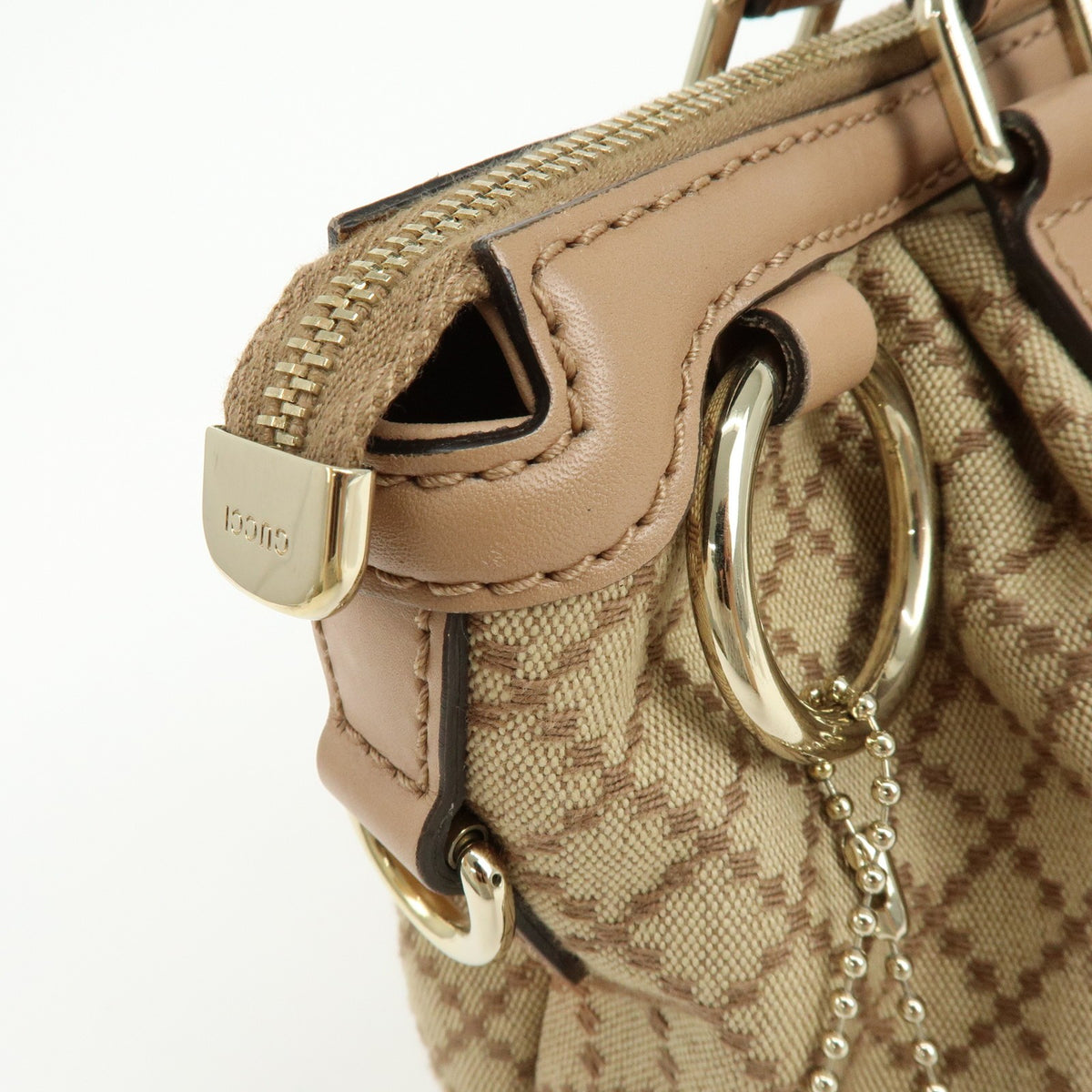 Gucci Sukey Diamante Canvas With Leather Beige Canvas Tote Bag Bag (Pre-Owned)