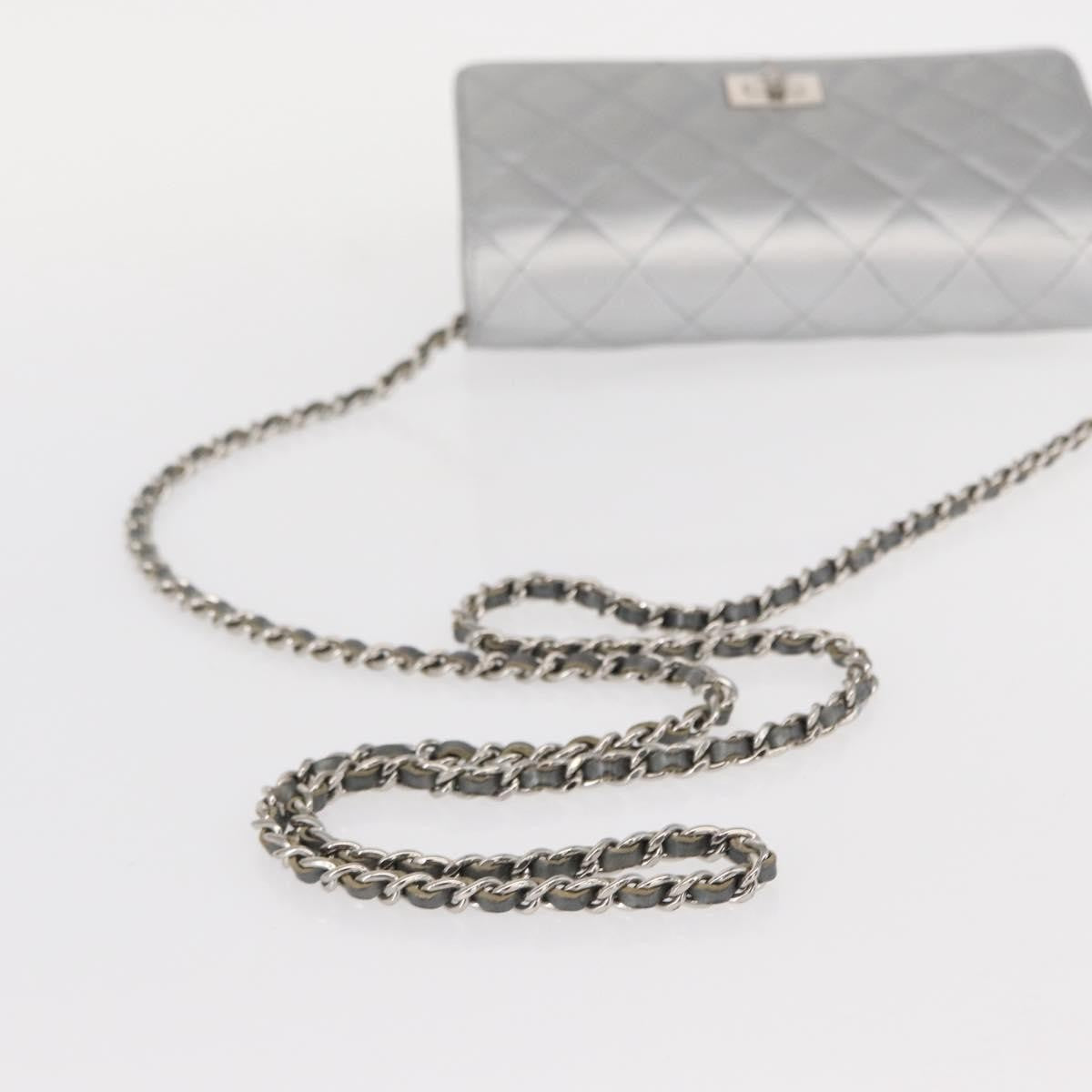 Chanel Reissue 2.55 Wallet On Chain Quilted Lambskin Silver Leather Crossbody Bag Bag (Pre-Owned)