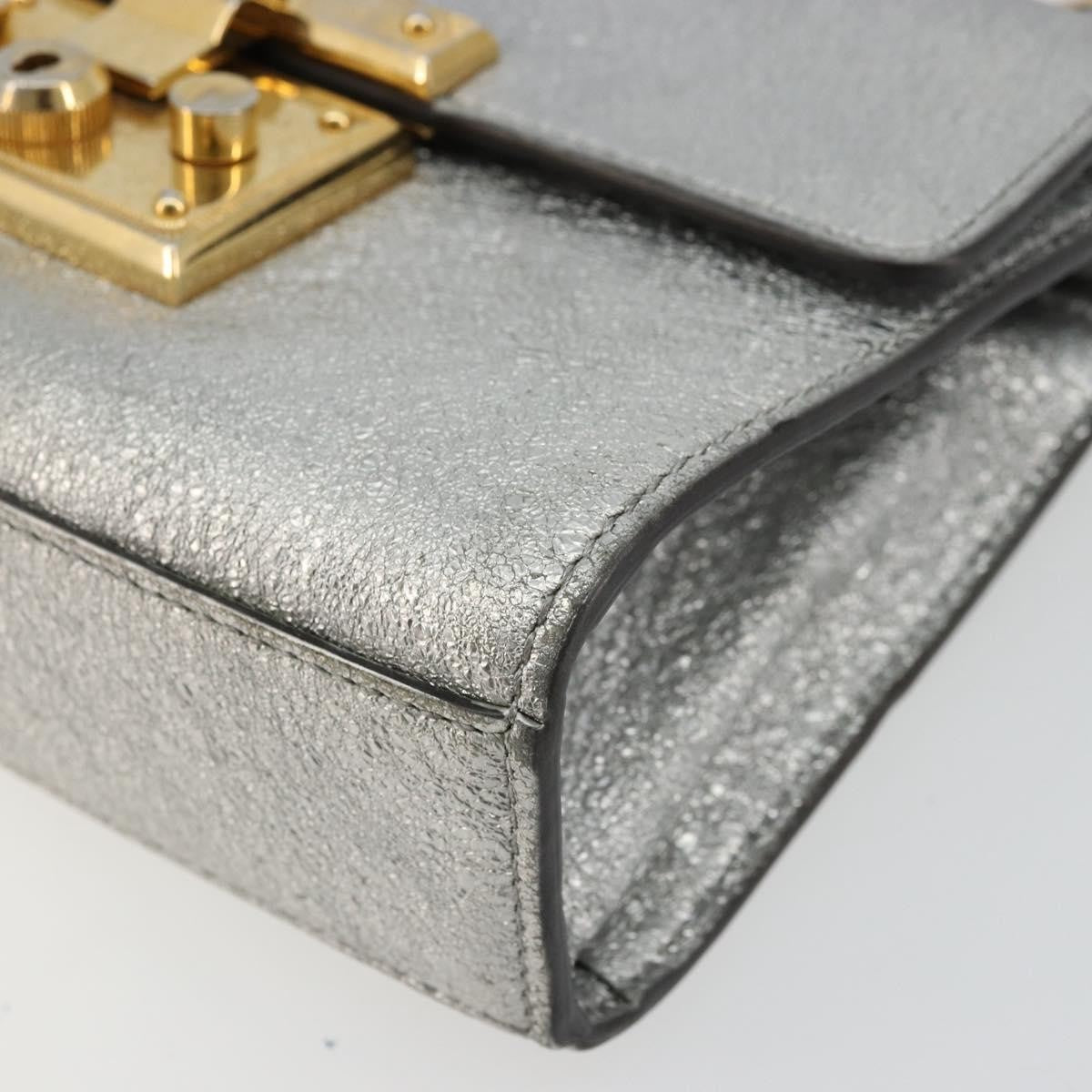 Gucci Padlock Shoulder Bag Nm Gg Coated Canvas And Leather Silver Leather Shoulder Bag Bag (Pre-Owned)